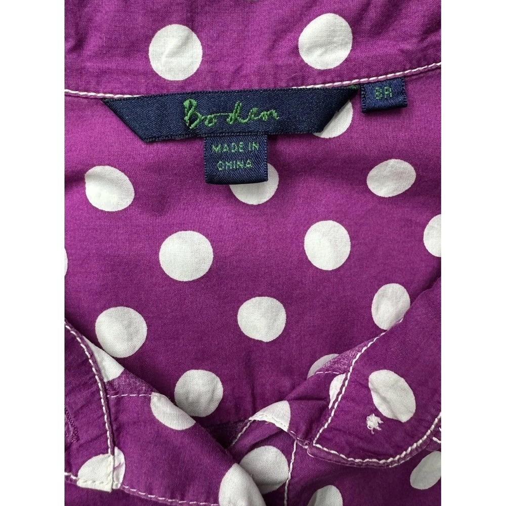 Boden Purple Polka For Collared T-shirt Button Front Dress / Women's 8 R - Picture 4 of 5